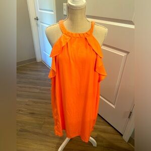 H&M Coral Orange Bright Dress - WITH POCKETS! US10
